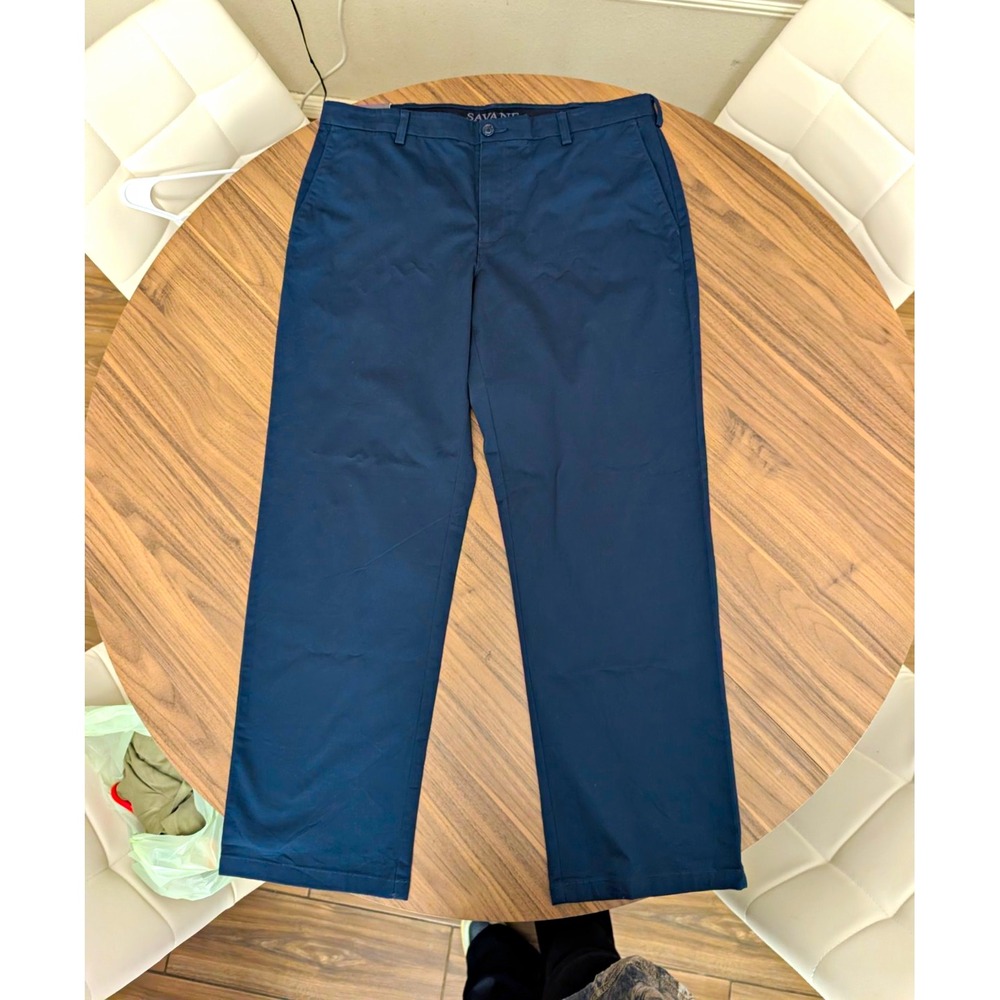 Savane Men's 36x30 Navy Everyday Chino Pants Straight Fit Stretch NWT